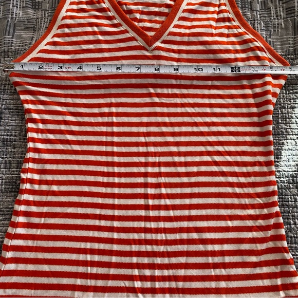 Maeve by Anthropologie Orange & White Striped Racerback Tank Top Shirt S… - Picture 3 of 5